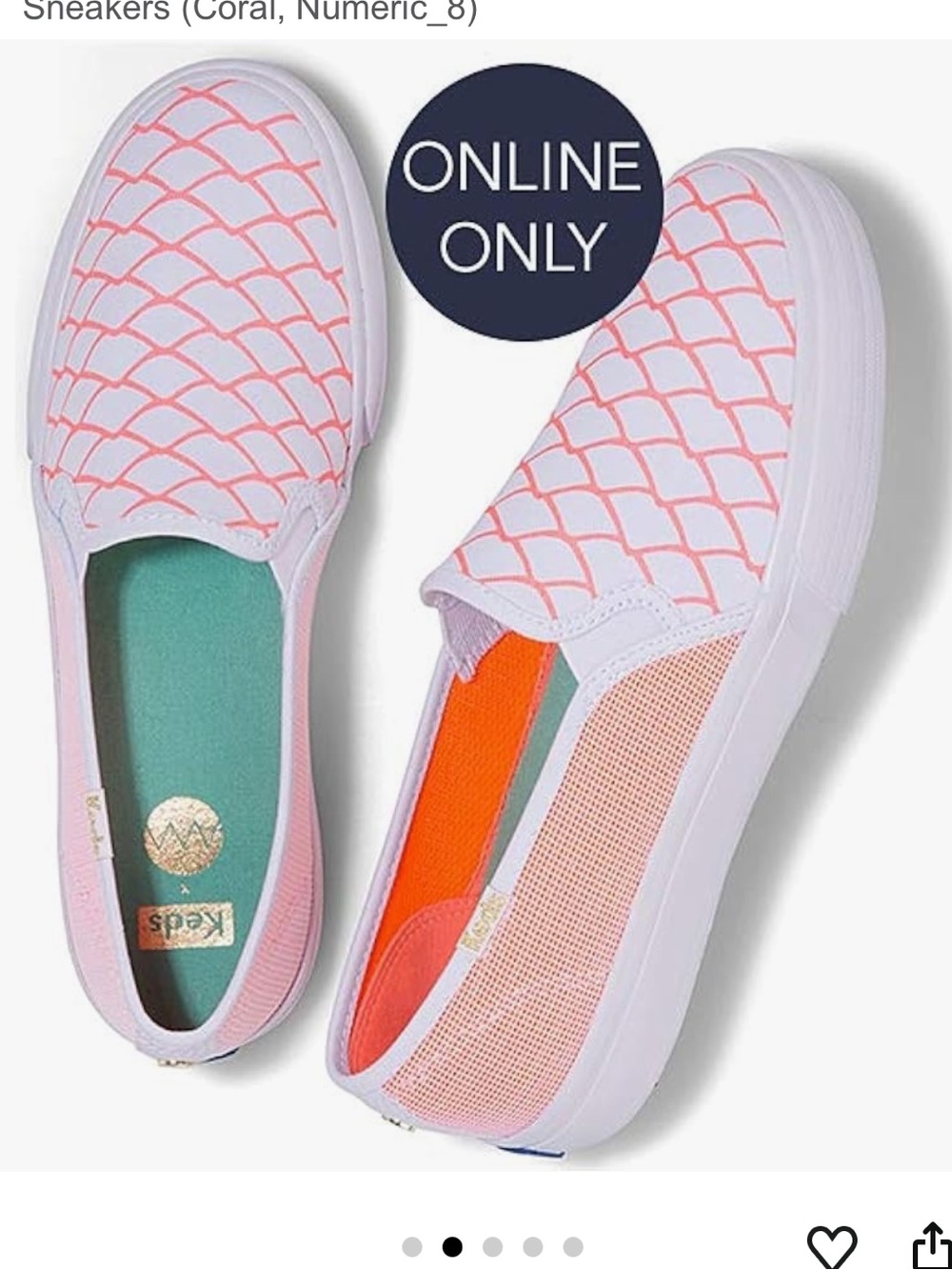 Keds Women’s Coral and Teal Slip-On Sneakers Alaina Marie